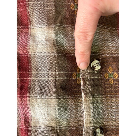 Vintage Cabin Creek Brown Plaid Button Down Flannel Shirt size Large 100% Cotton - Picture 7 of 7